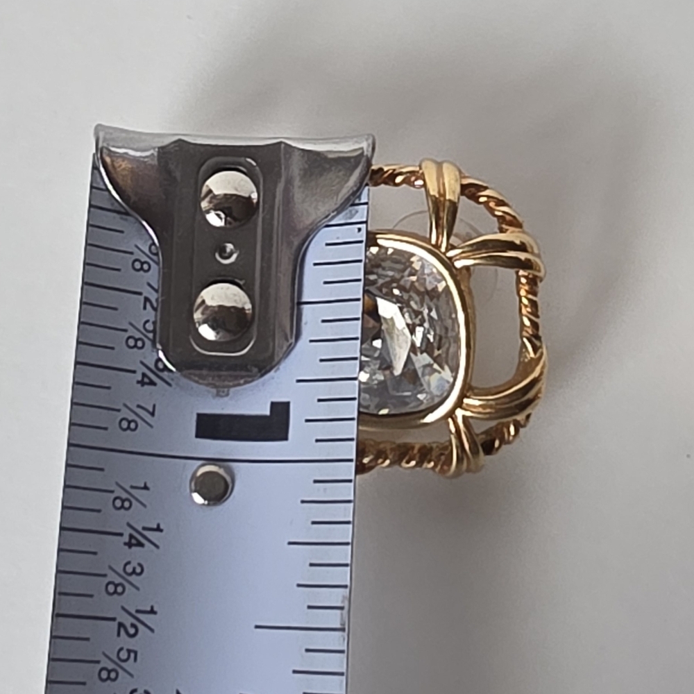 Swarovski Gold Tone Rope Crystal Center Post Back 1980s Earrings - Picture 11 of 11